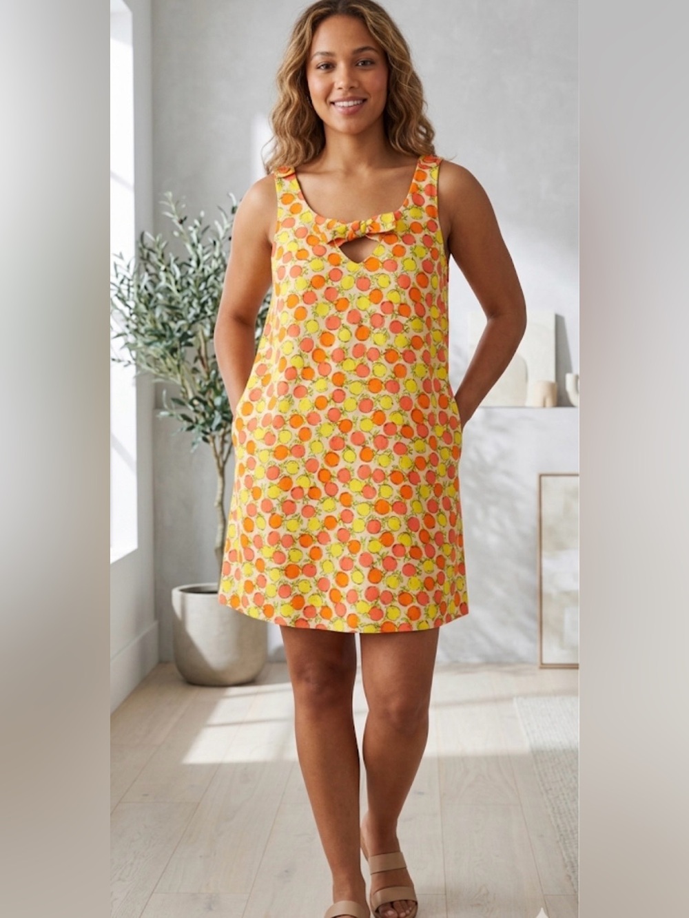 VTG Y2K Bebop shift dress retro-inspired citrus fruit print in bright shades XL
